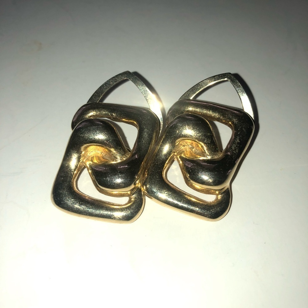 Gold Geometric shoe buckles, dress up plain shoes for a whole new look preloved